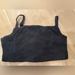 aerie Black Ribbed Crop Sports Bra